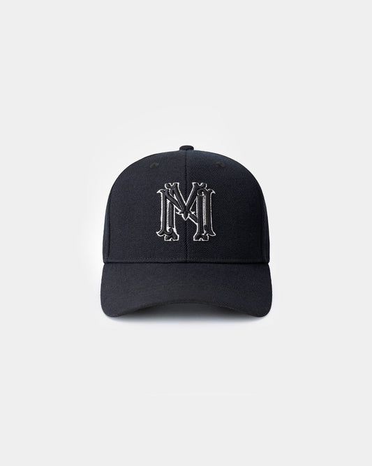 Classic pure wool twill black blazon hat logo