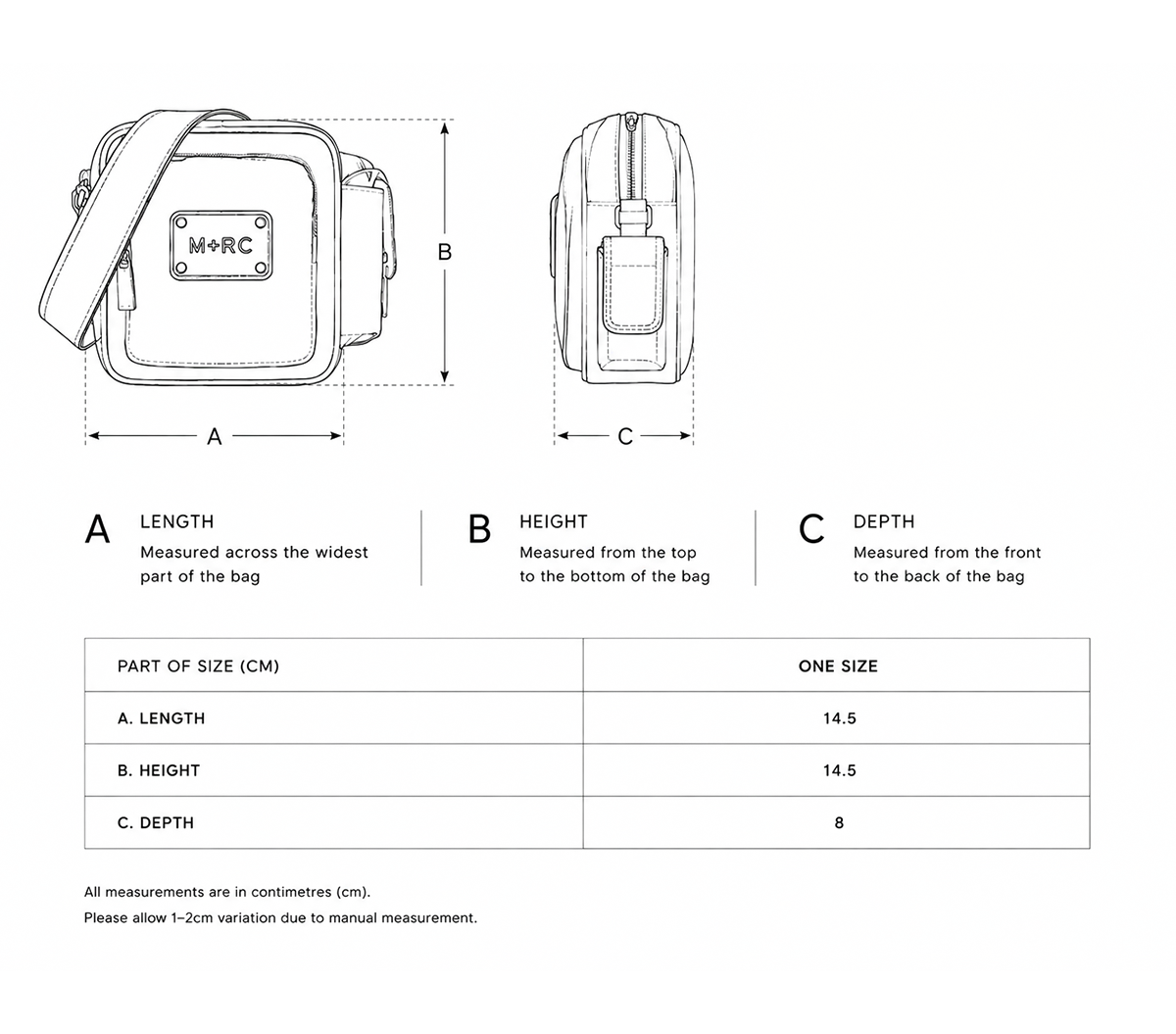 Sac en Toile American Canvas size guide