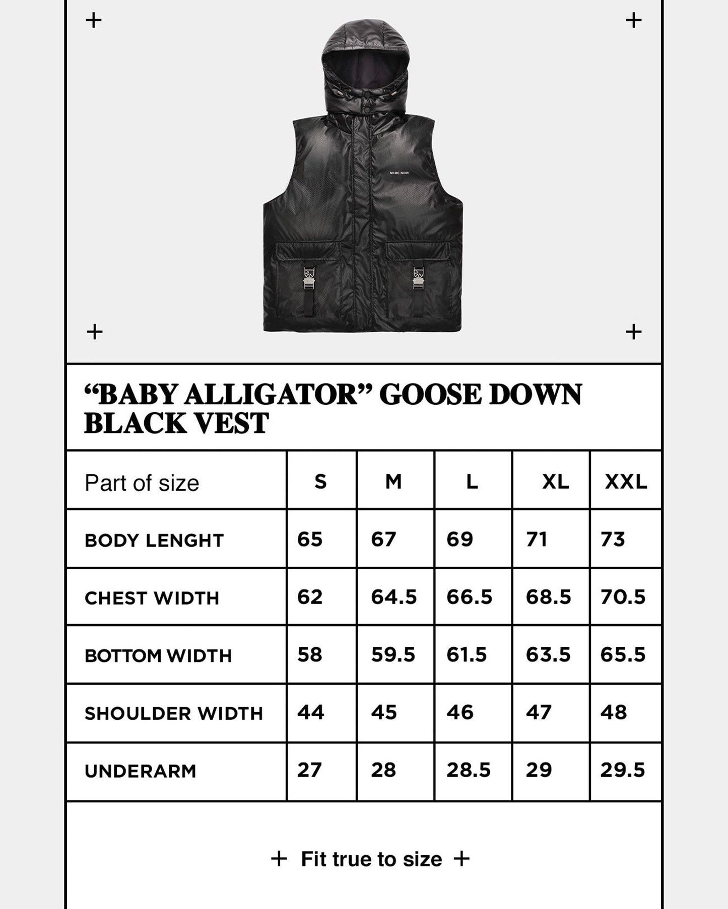 “Baby Alligator” Goose Down Black Vest - mrcnoir
