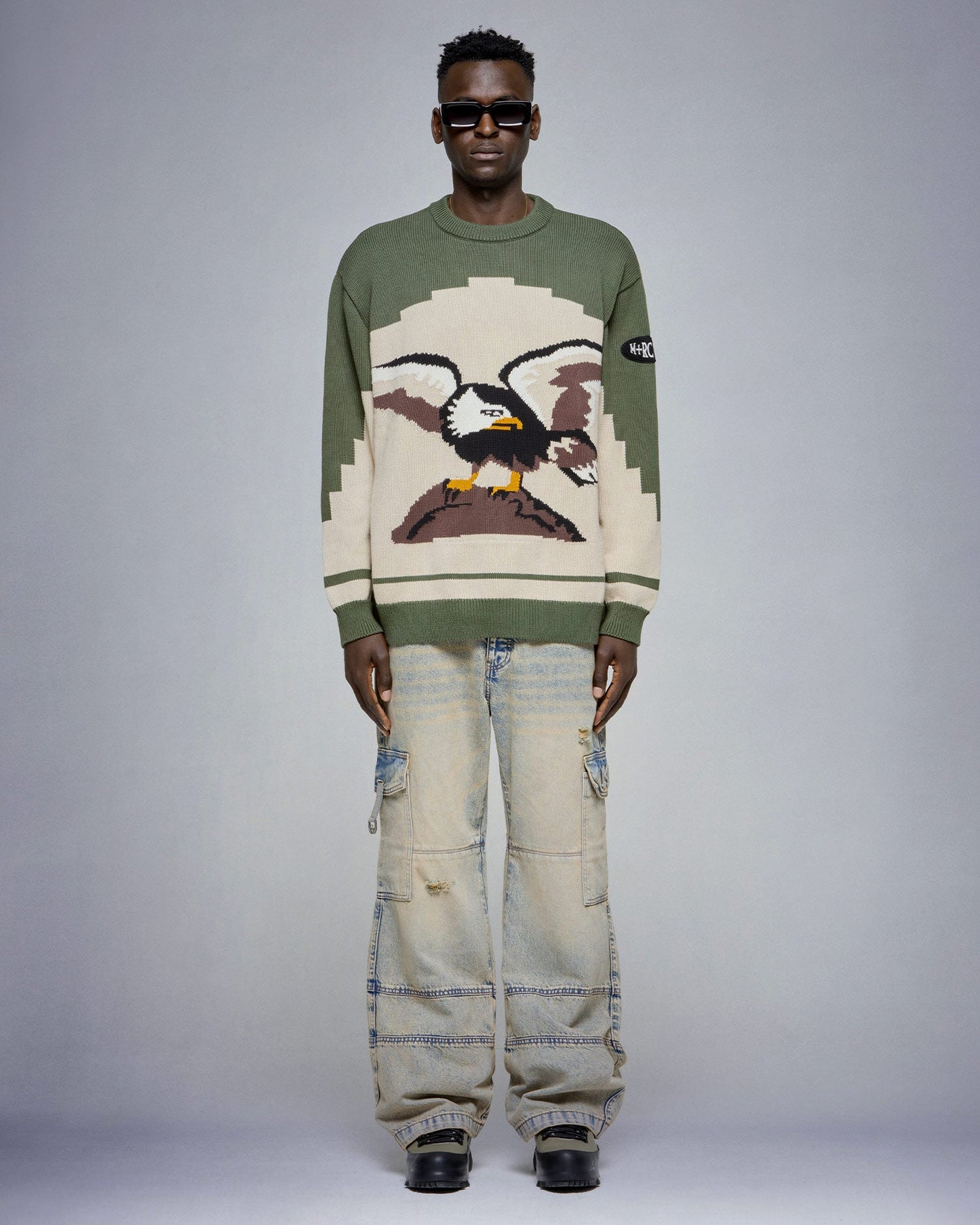 "Eagle" Knitted Beige Sweater - mrcnoir