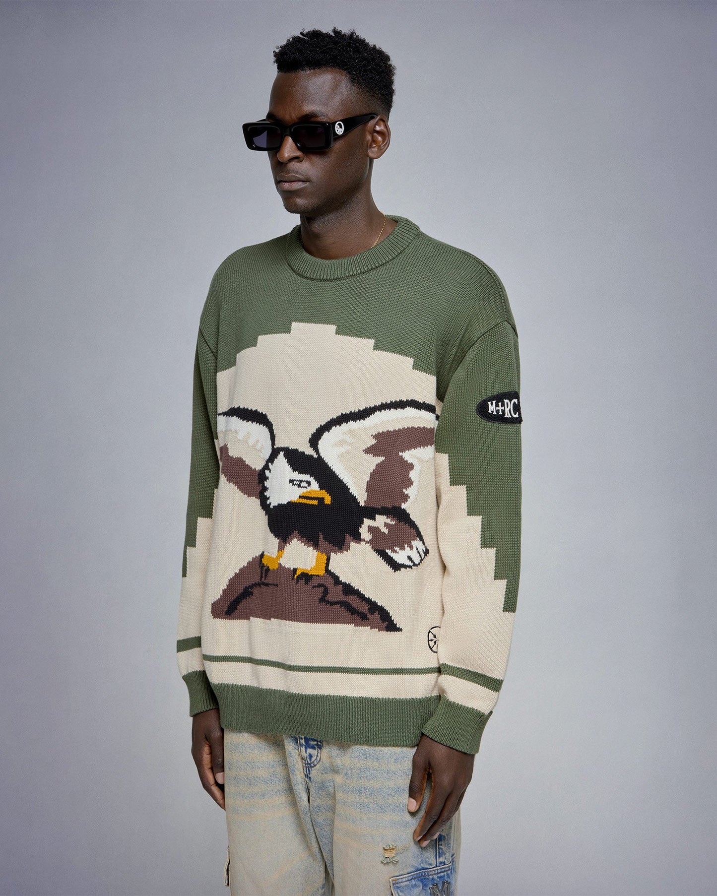 "Eagle" Knitted Beige Sweater - mrcnoir