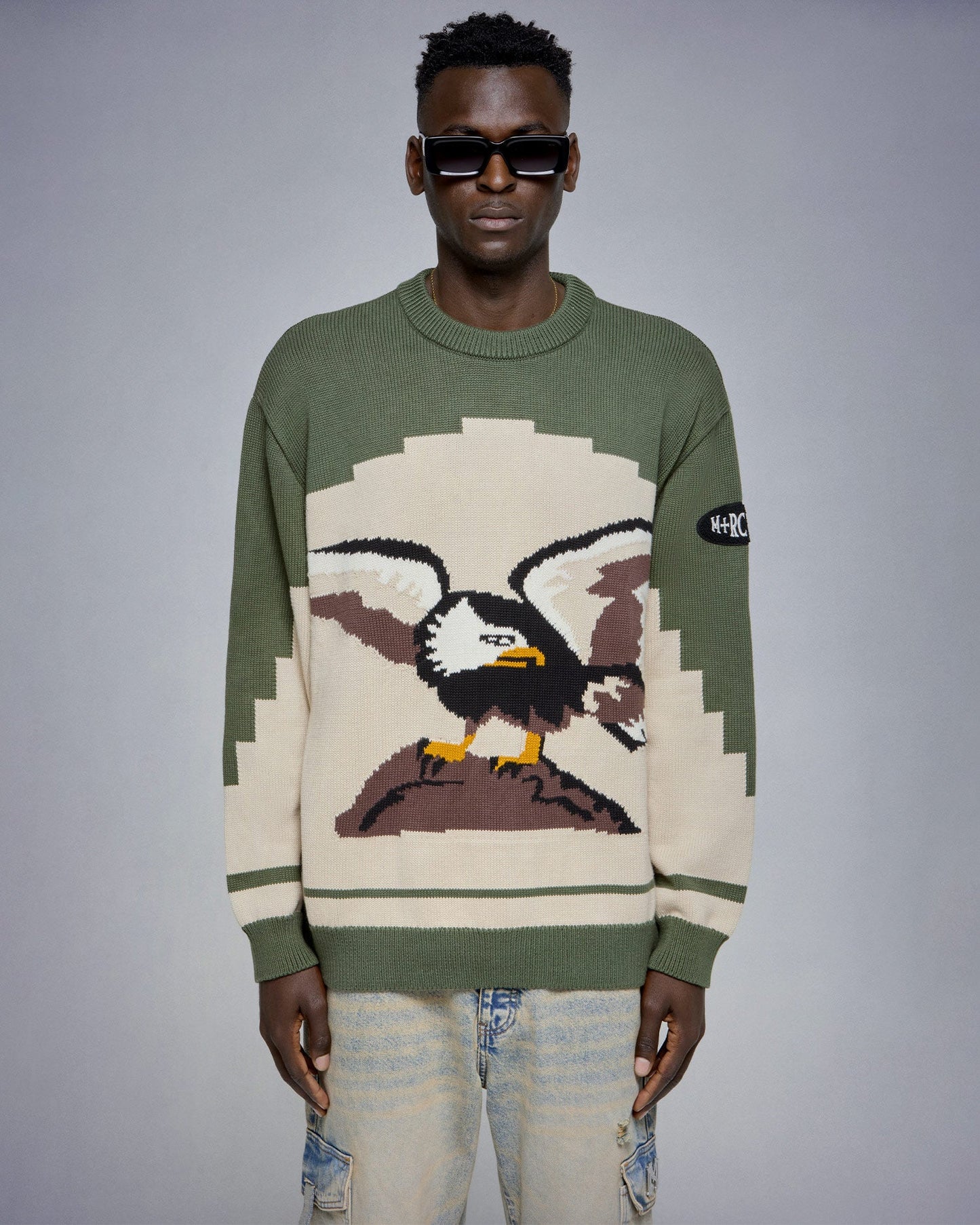 "Eagle" Knitted Beige Sweater - mrcnoir