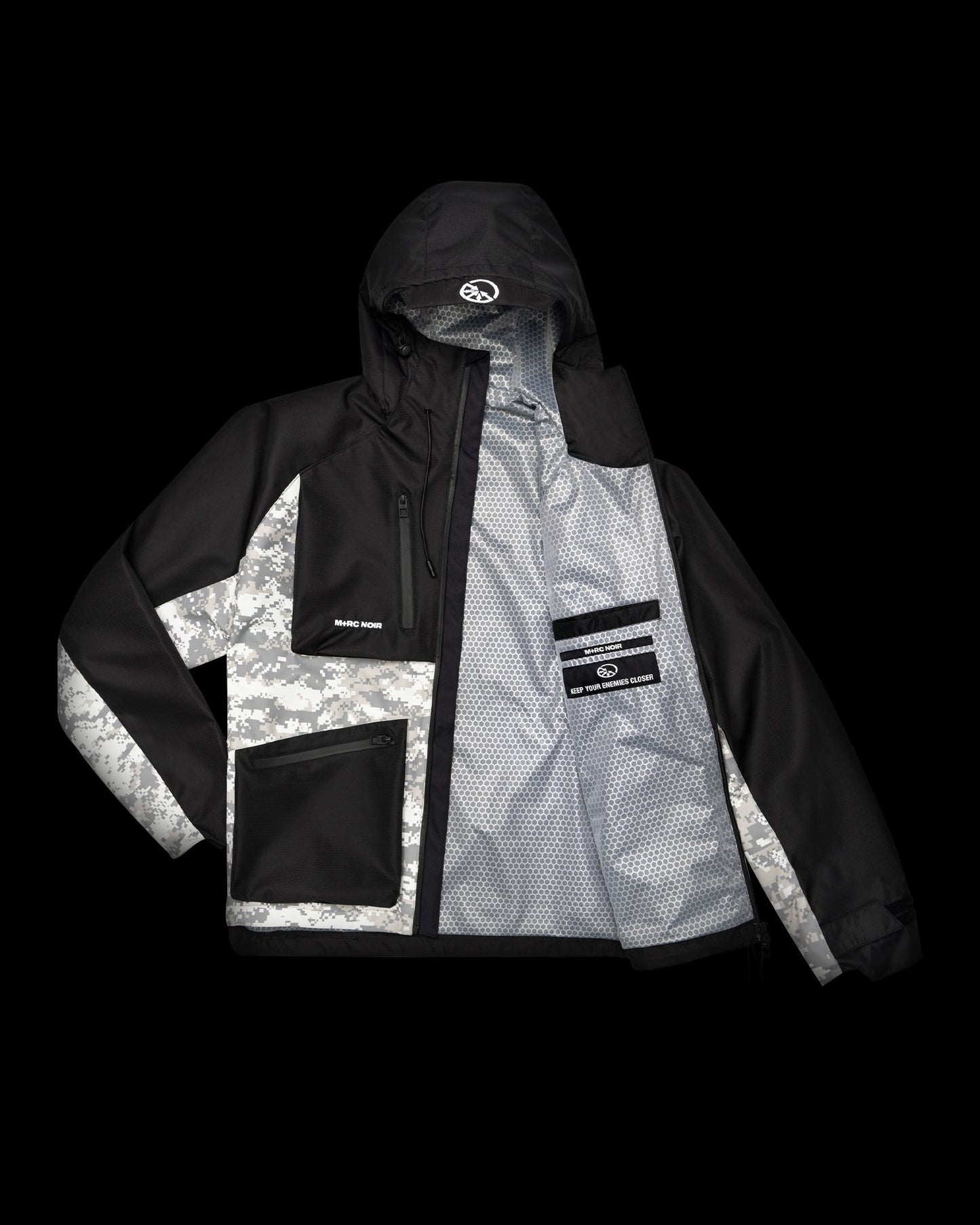 "God’s Complex" Snow Digit Camo Black Jacket - mrcnoir