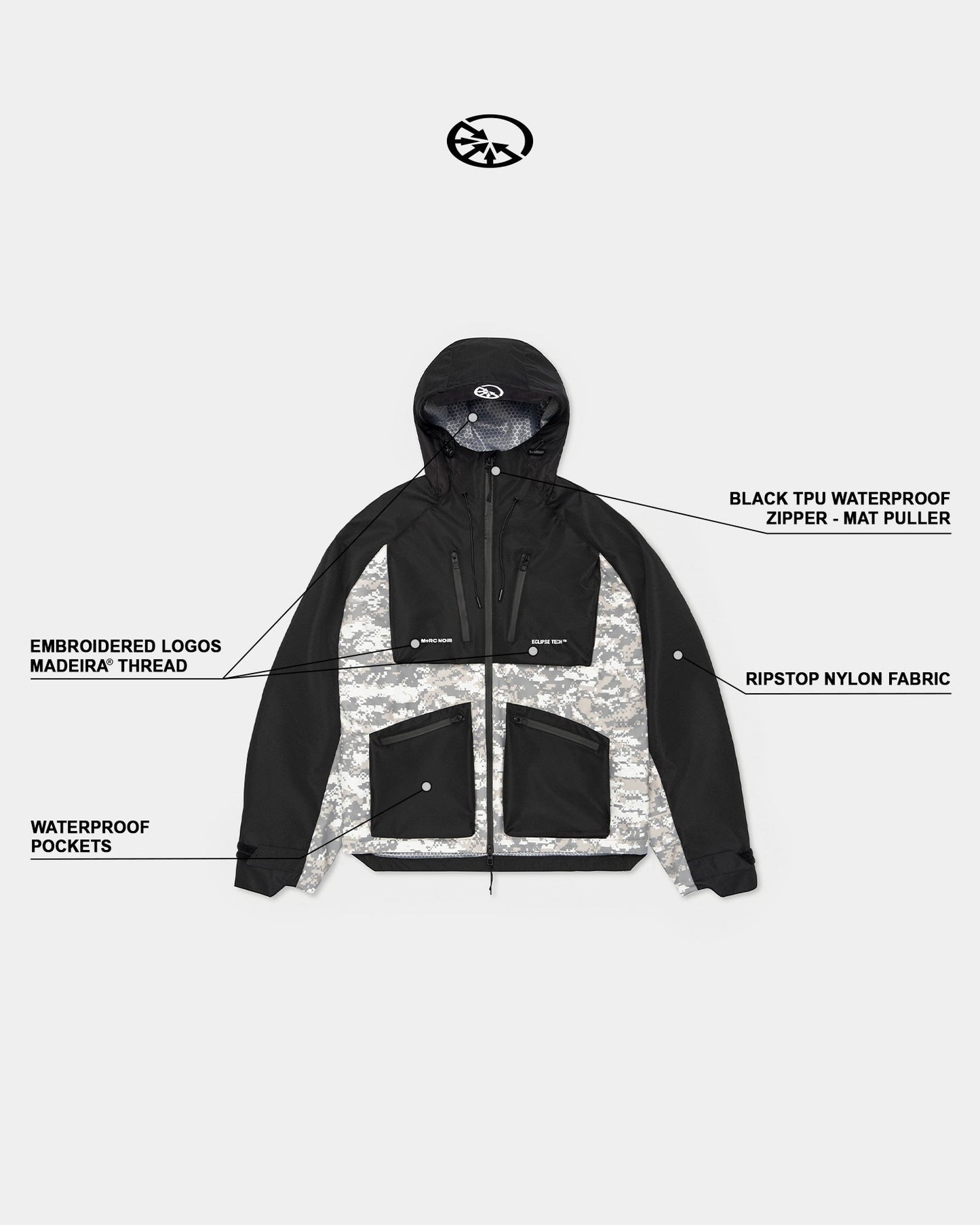 "God’s Complex" Snow Digit Camo Black Jacket - mrcnoir