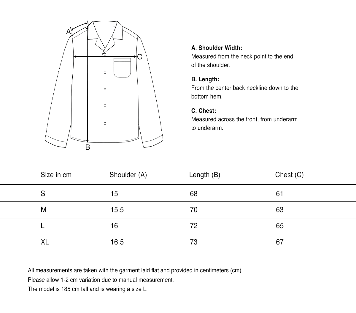 Chemise Seersucker en Laine Japonaise size guide