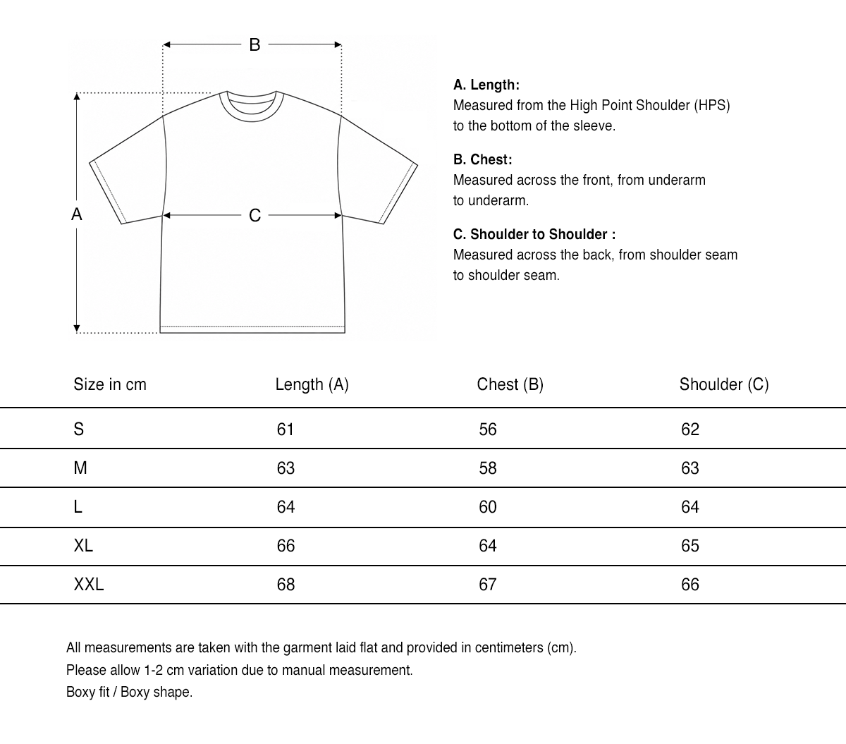 T-shirt '10 Years Tour' Noir size guide