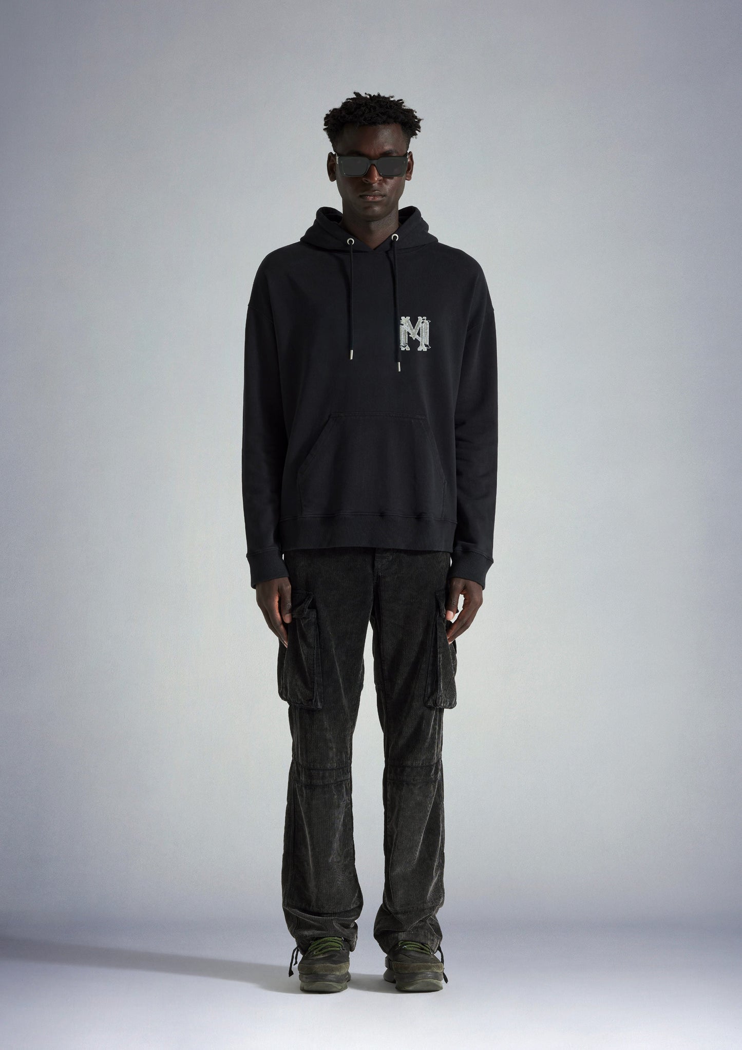 Distressed embroidery black hoodie - mrcnoir