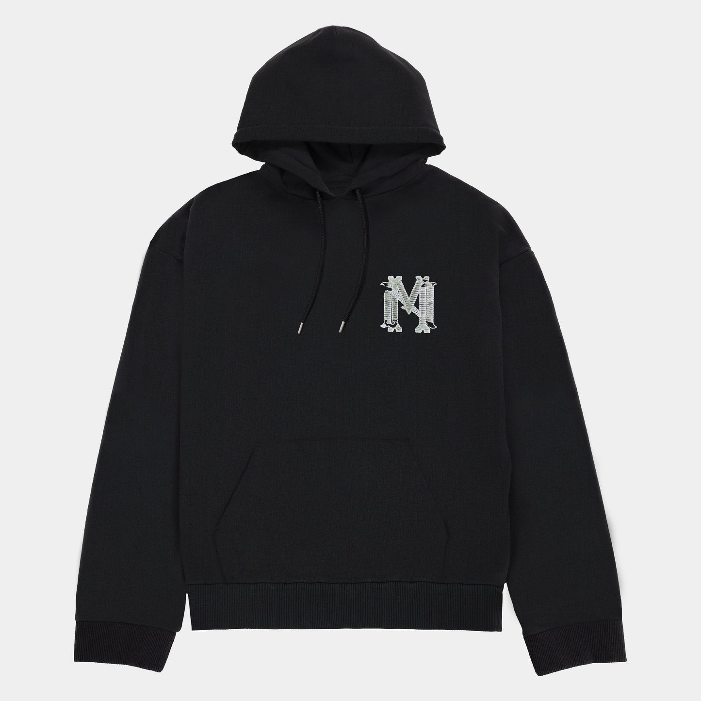 Distressed embroidery black hoodie - mrcnoir
