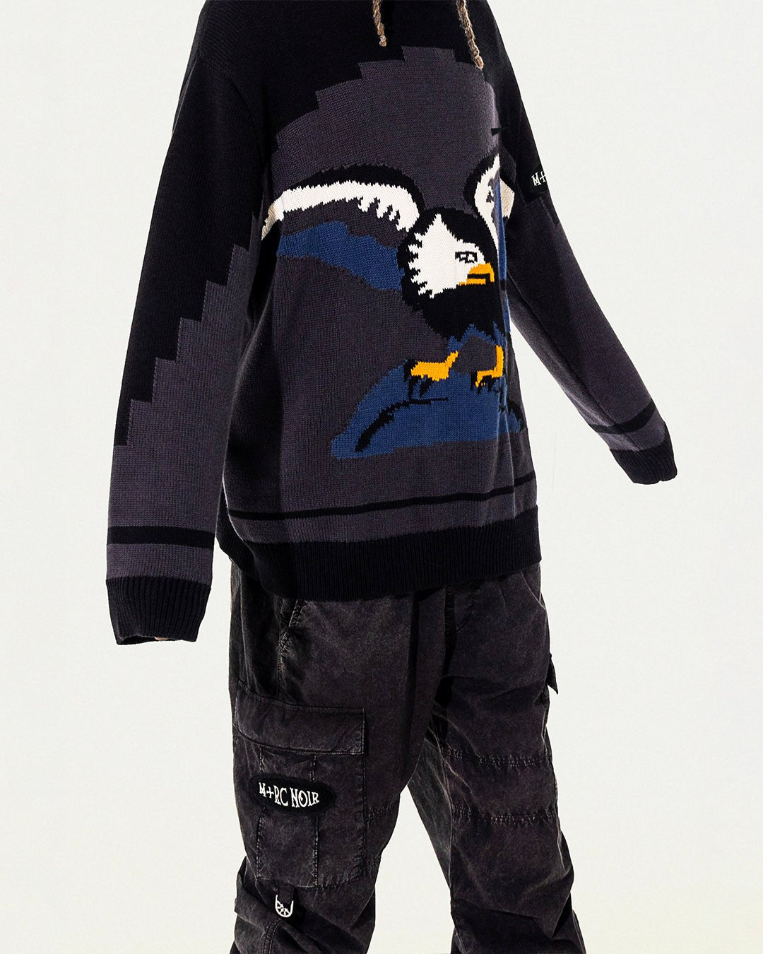 "EAGLE" INTARSIA KNITTED SWEATER - mrcnoir