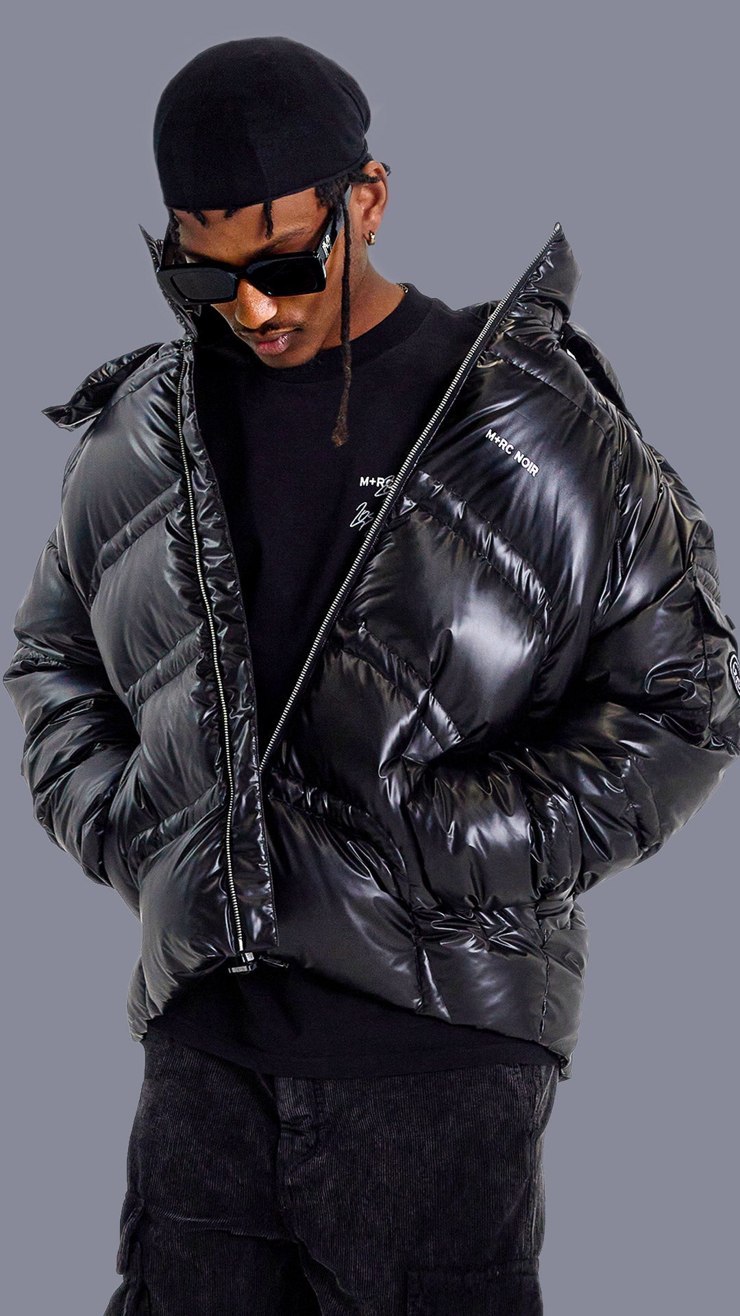 Wavy Black Down Jacket - mrcnoir