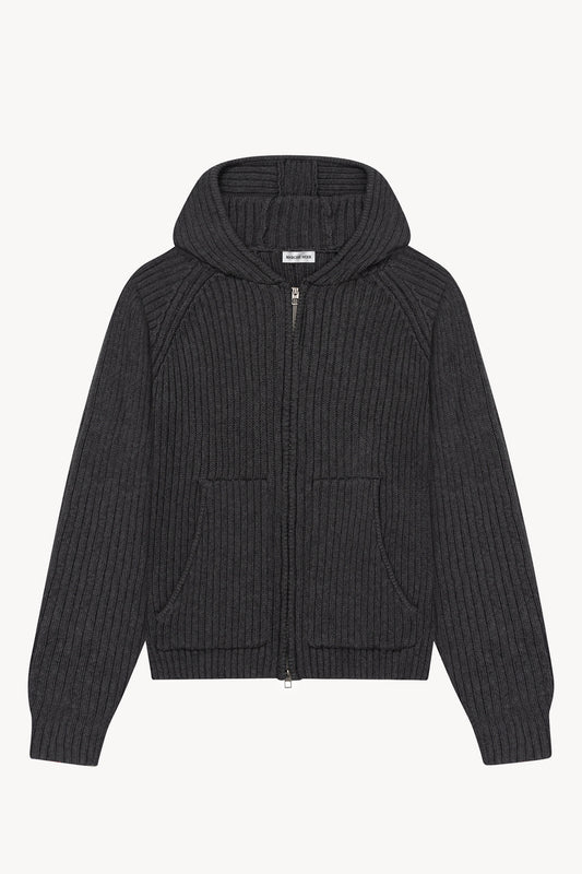 'Long Staple Cotton Hooded Cardigan' Gray