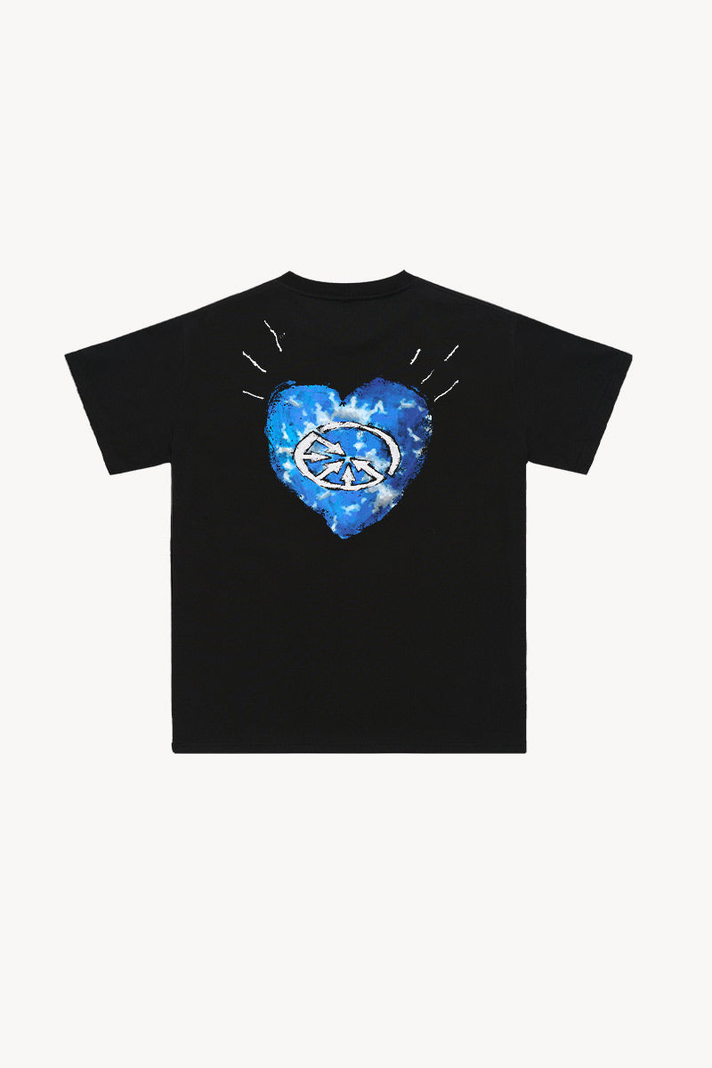 Cloudy Heart Black Tee