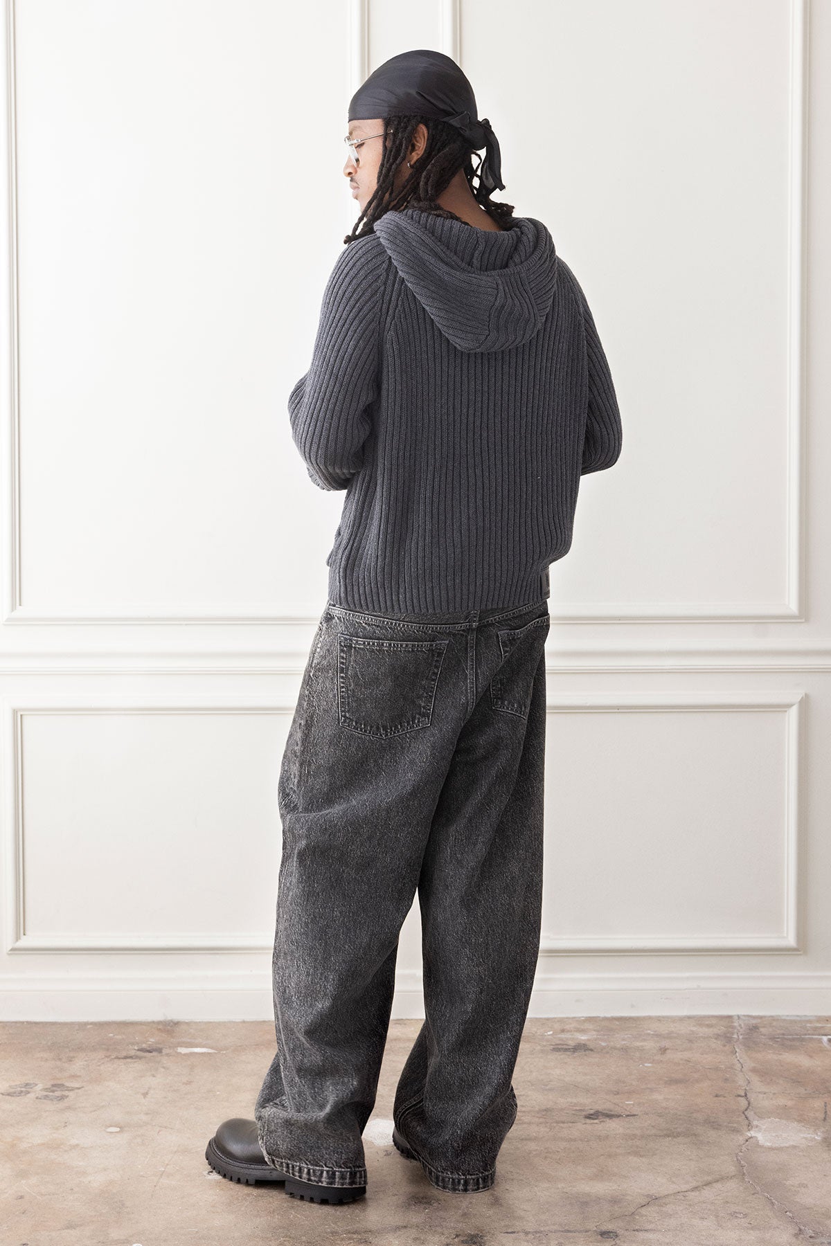'Cardigan à Capuche en Coton Longue Fibre' Gris