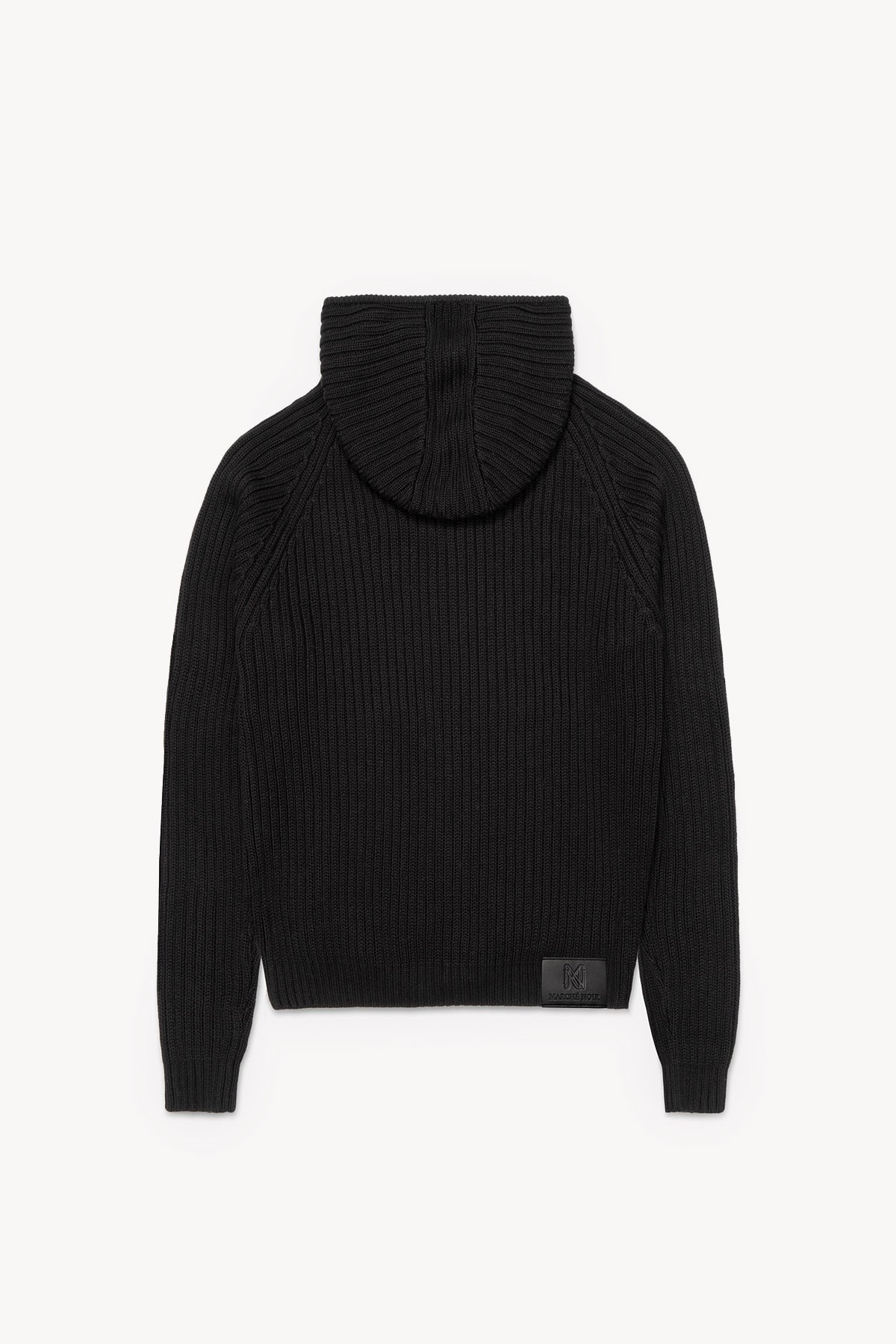 'Cardigan à Capuche en Coton Longue Fibre' Noir
