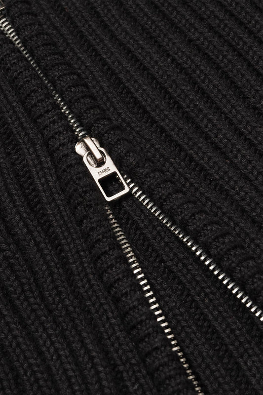 'Long Staple Cotton Hooded Cardigan' Black