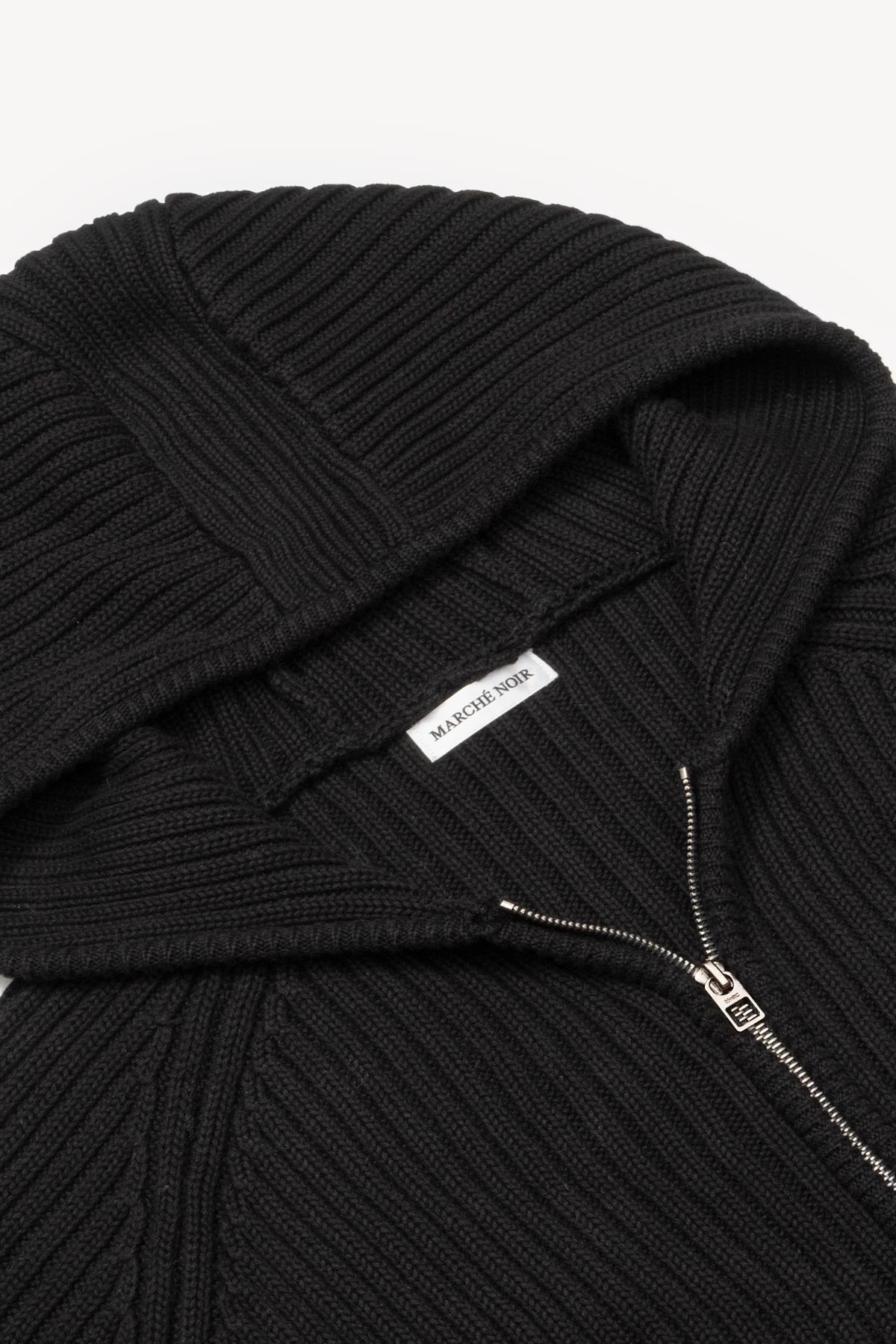 'Cardigan à Capuche en Coton Longue Fibre' Noir