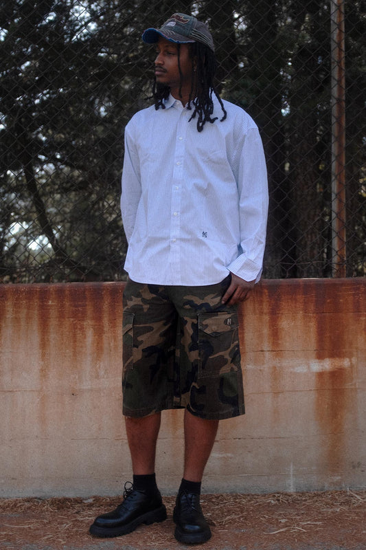 Pantalon cargo noir en velours côtelé Styx