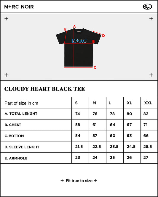 Cloudy Heart Black Tee - mrcnoir