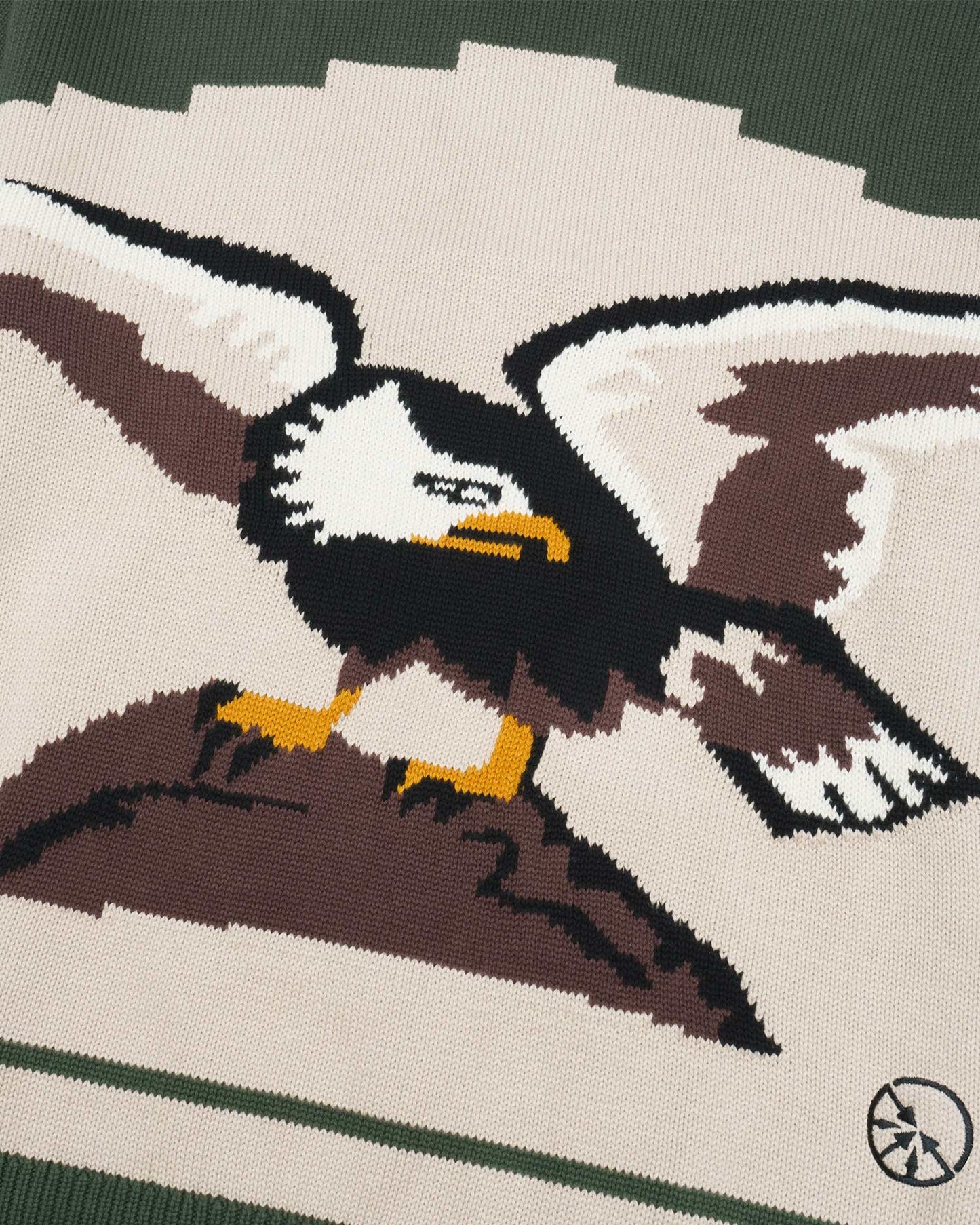 "Eagle" Intarsia Knitted Pima Cotton Beige Sweater - mrcnoir