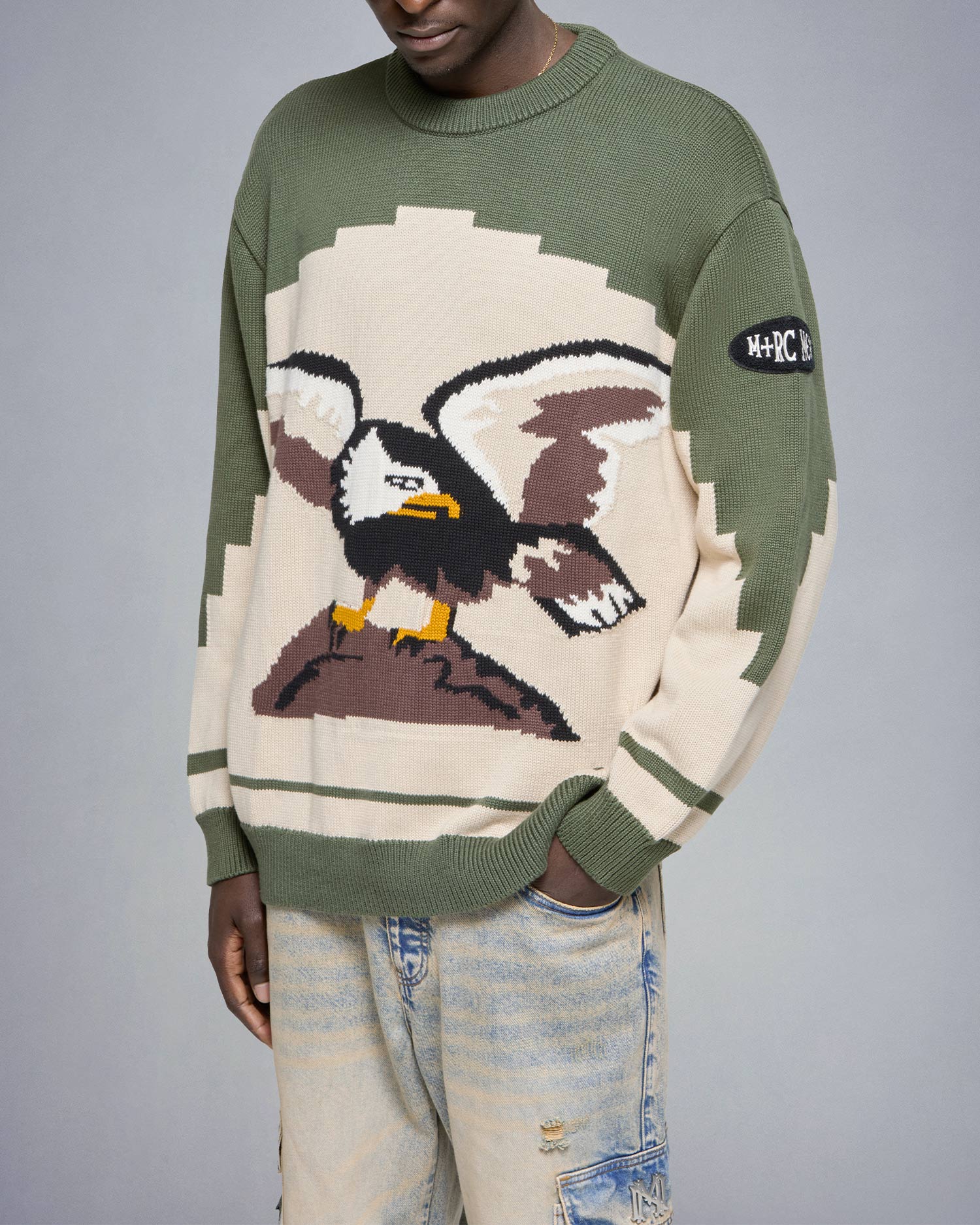 "Eagle" Knitted Beige Sweater - mrcnoir