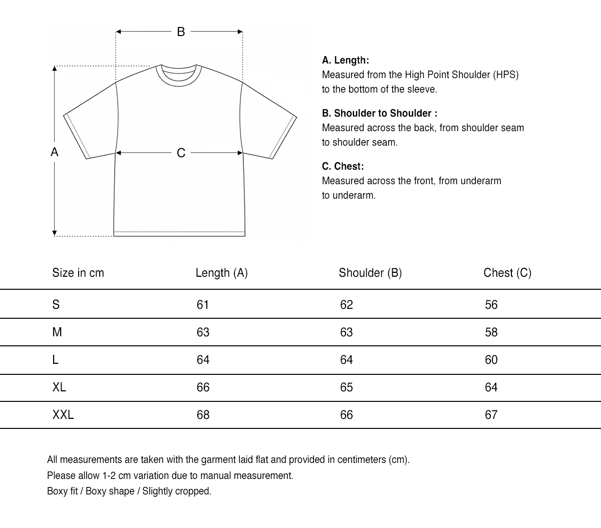 T-shirt 'Memories From L.A' Noir size guide