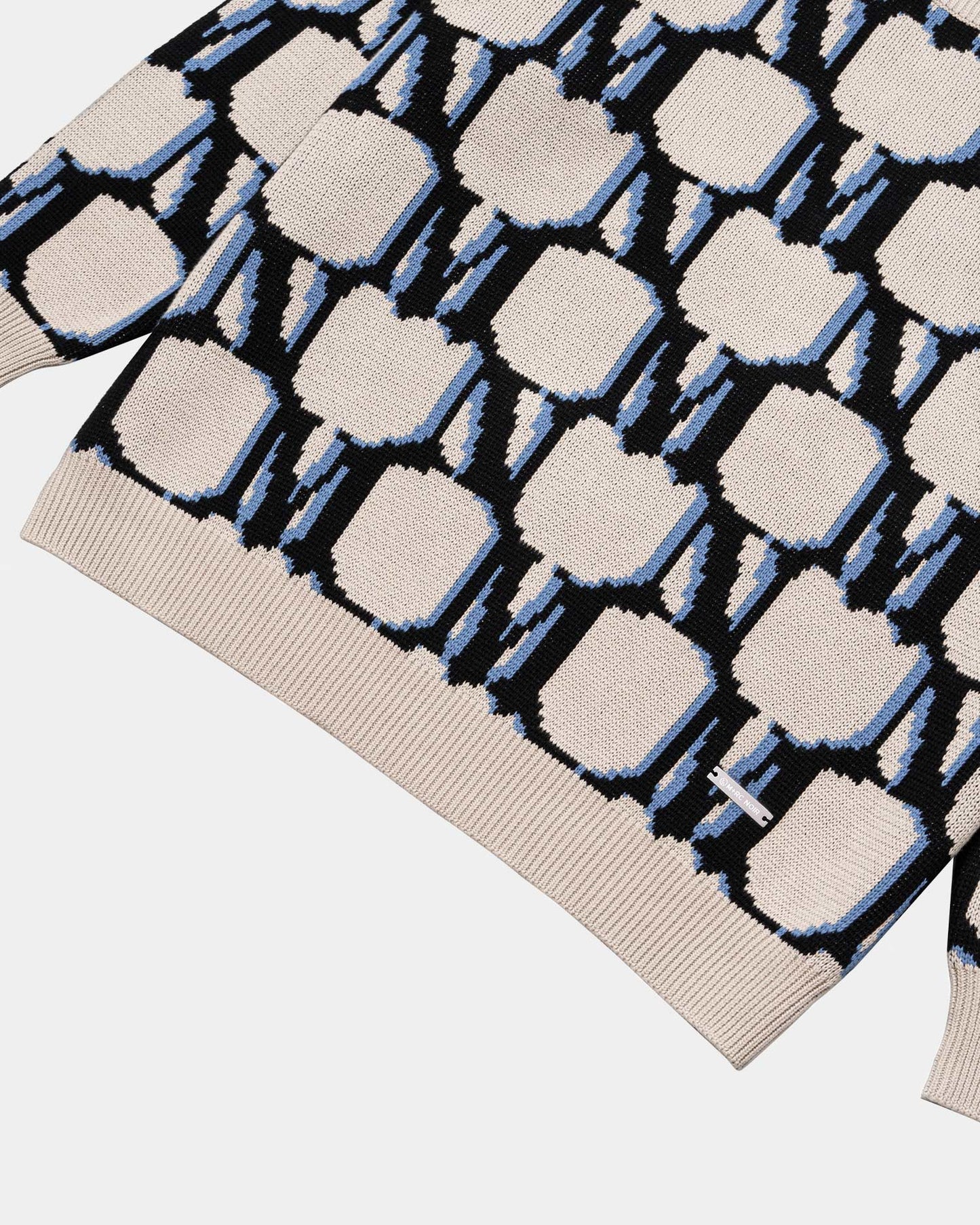 Monogram Intarsia Knitted Beige Sweater - mrcnoir