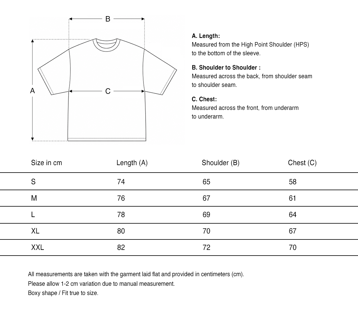 T-shirt "Anarchy" Blanc size guide