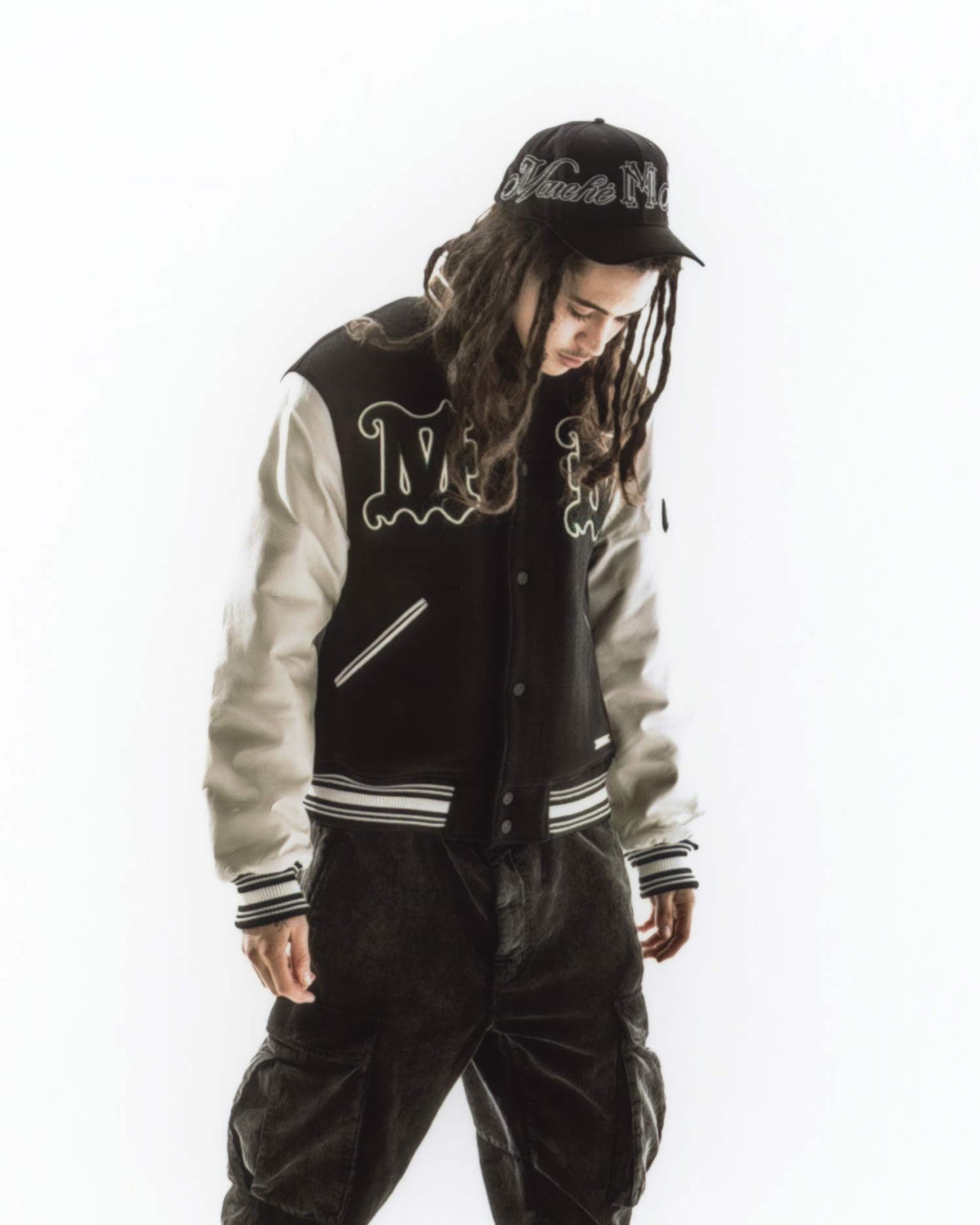 "Styx" Beige and Black Varsity Jacket - mrcnoir