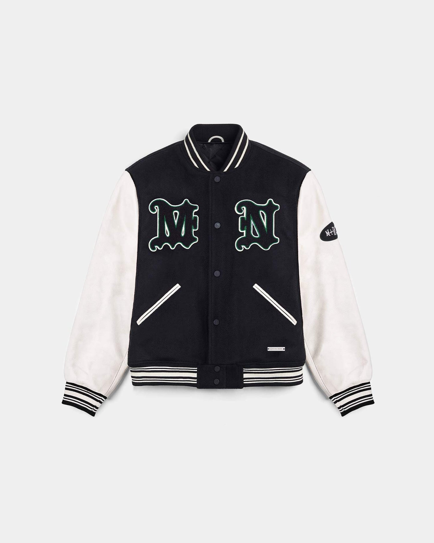 "Styx" Beige and Black Varsity Jacket - mrcnoir