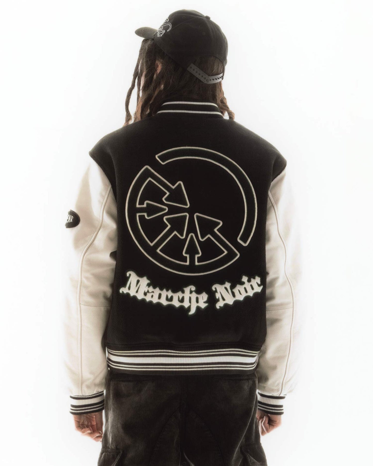 "Styx" Beige and Black Varsity Jacket - mrcnoir