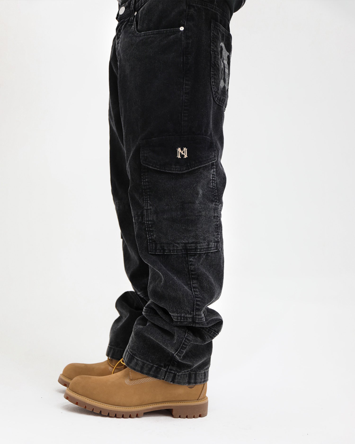 Styx Corduroy Black Cargo Pant - mrcnoir