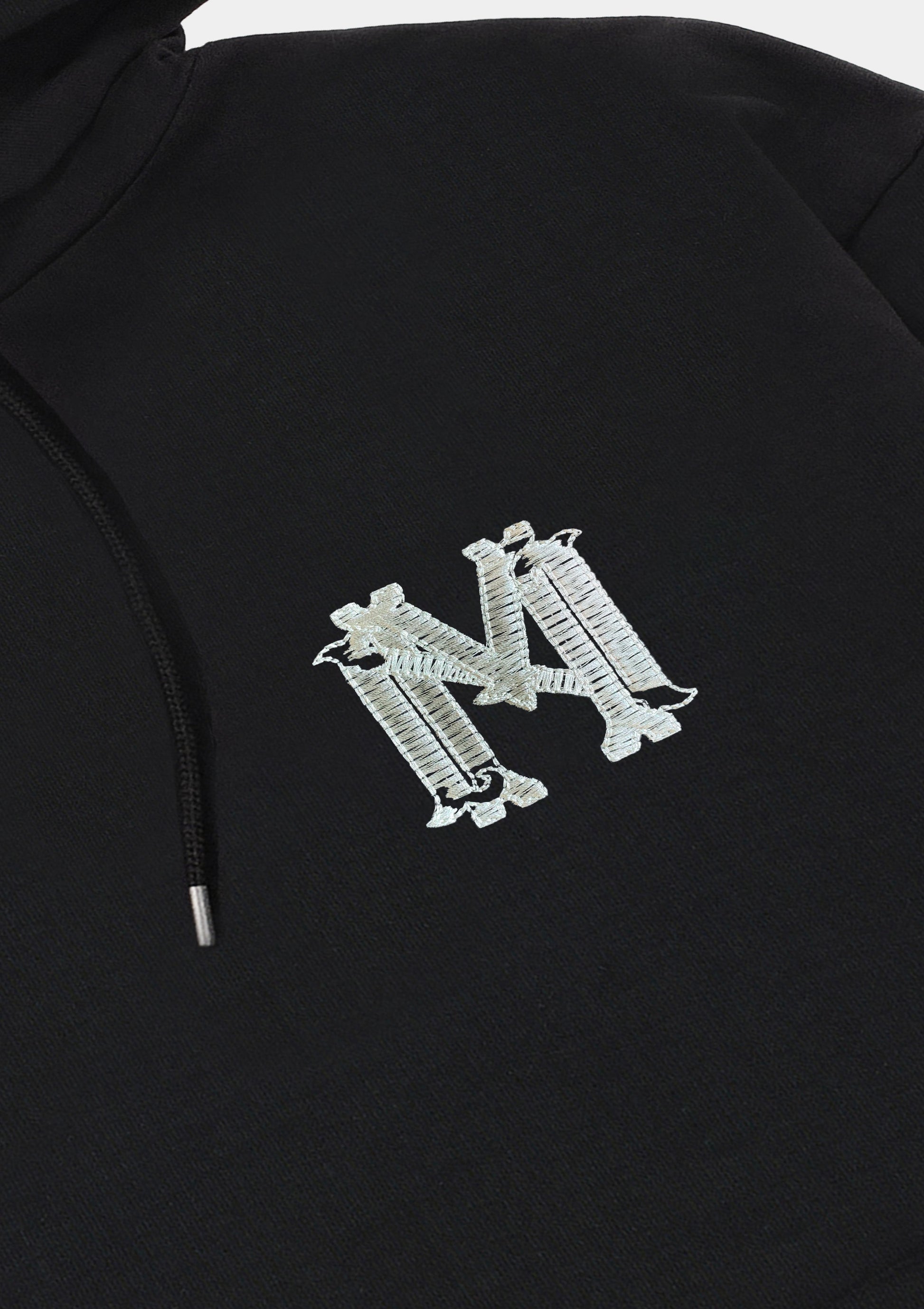 Distressed embroidery black hoodie - mrcnoir